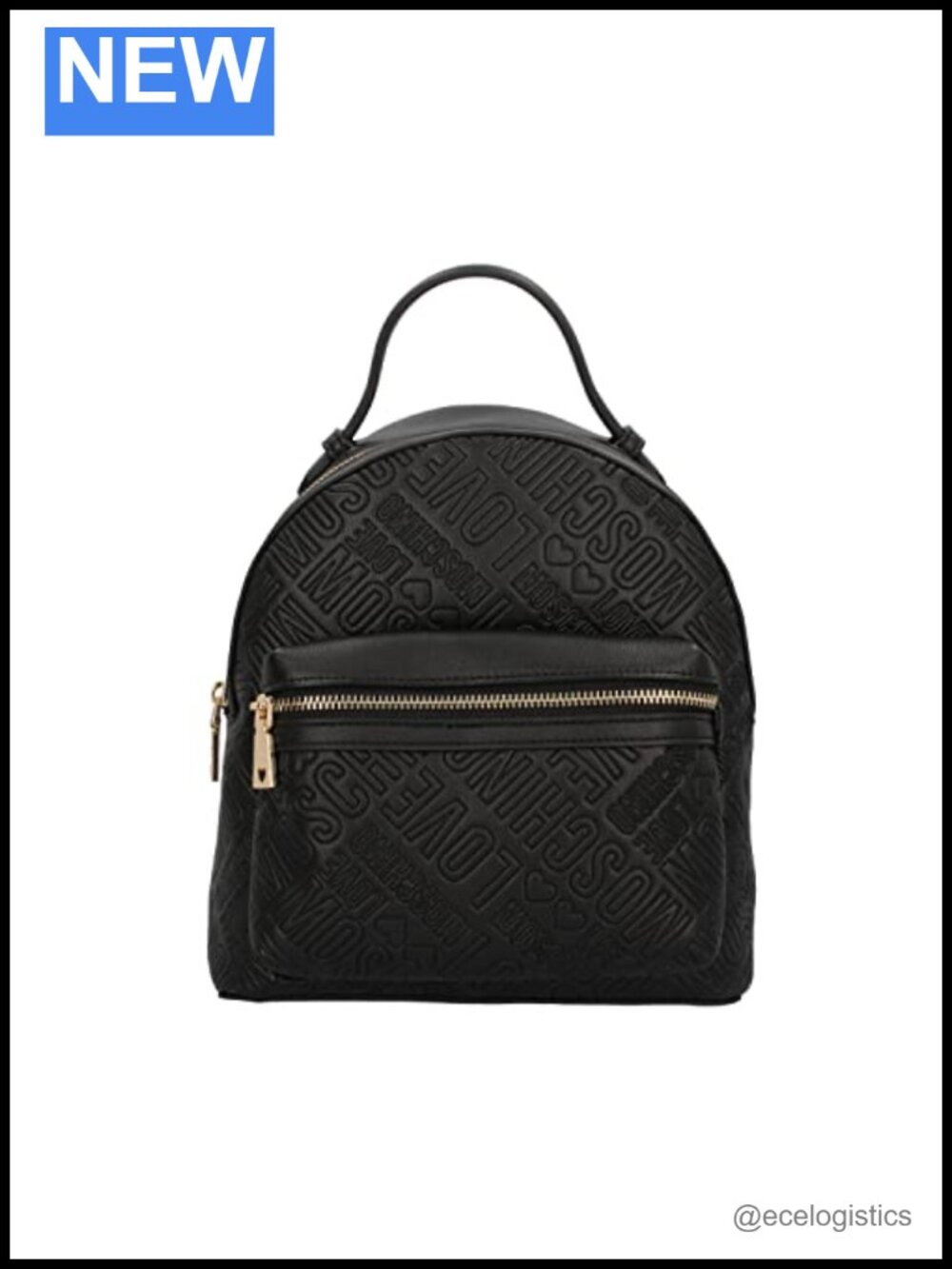 Love Moschino PU Embossed Backpack with Letter Print, 3 Compartments